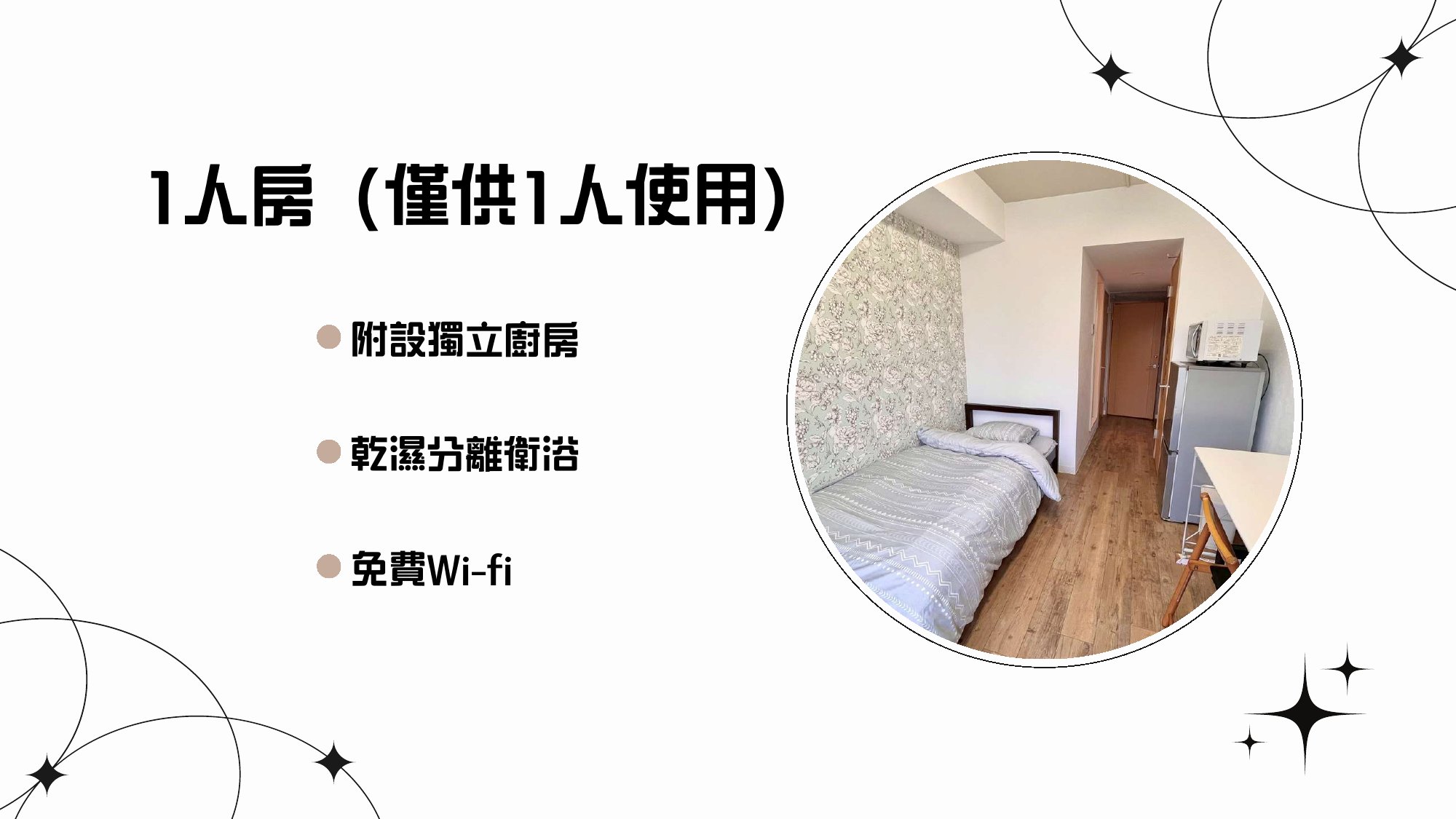 有朋館 1 人房內部